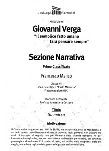 Premio Verga per Francesco Manco